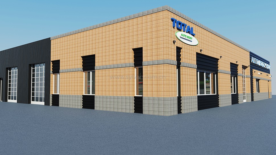 Auto Body and Paint Shop Design Project - Building Exterior - JoyDesign