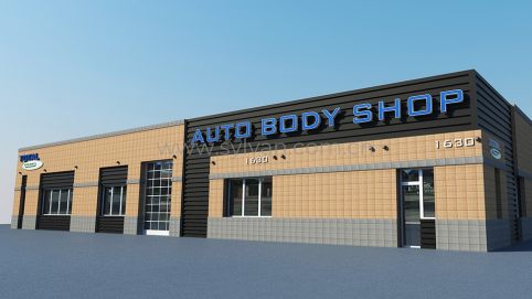 Auto Body and Paint Shop Design Project - Building Exterior - JoyDesign
