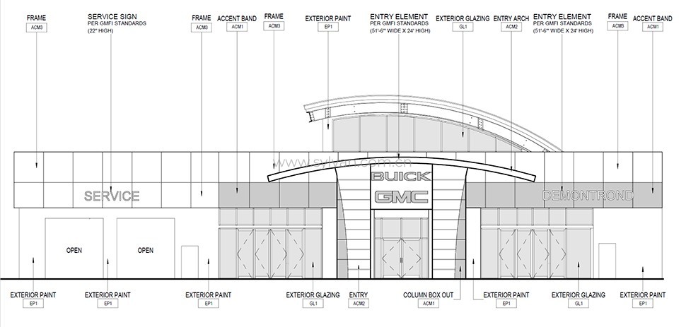 4S shop design project - Construction Drawing - JoyDesign