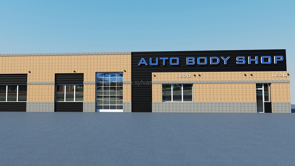 Auto Body and Paint Shop Design Project - Building Exterior - JoyDesign