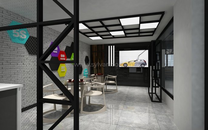 Custom Auto Paint Shop Case - Reception Area - JoyDesign