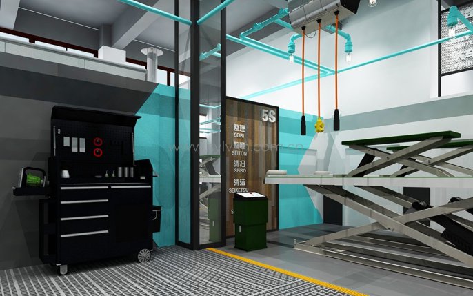 Custom Auto Paint Shop Case - Workshop Area - JoyDesign
