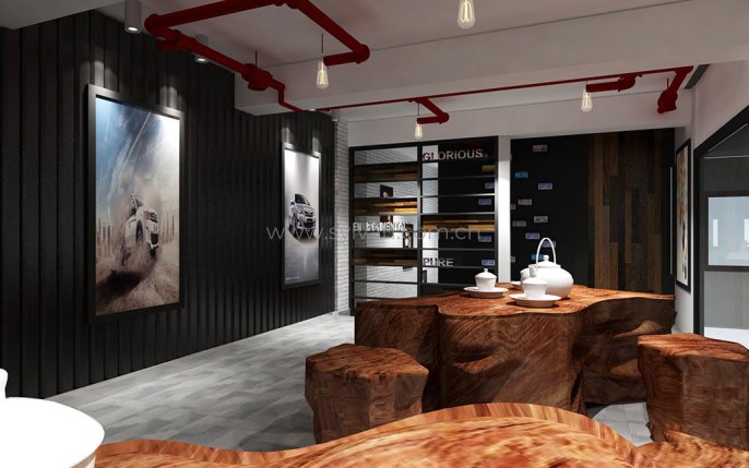 Custom Auto Paint Shop Case - Reception Area - JoyDesign
