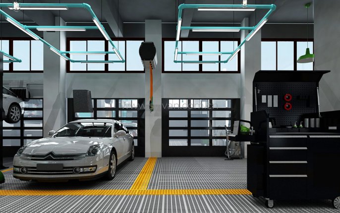 Custom Auto Paint Shop Case - Workshop Area - JoyDesign