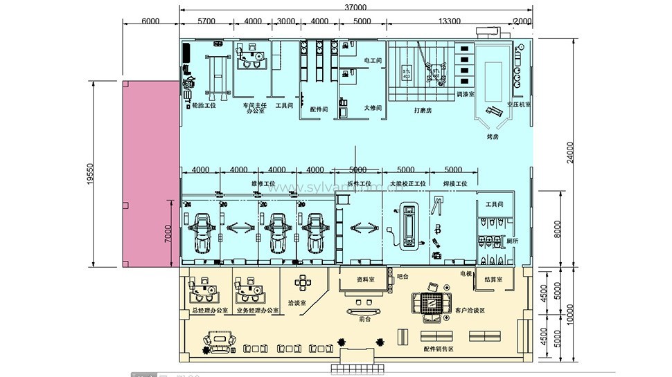 汽修厂车间设计图纸-贝尔马克2S店-卓一设计