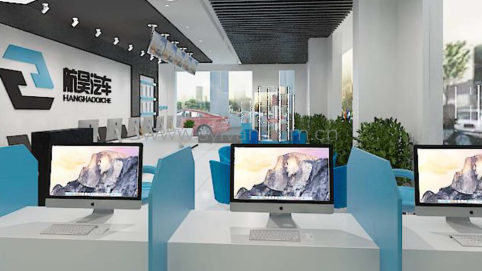 上海汽修厂休闲区装修效果图-航昊汽车